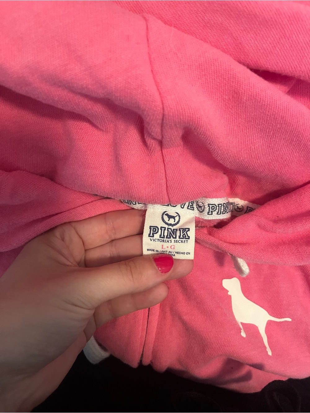 Vintage Y2K 2008-2012 Pink Victoria’s Secret Large Hoodie Love Pink - Picture 2 of 4